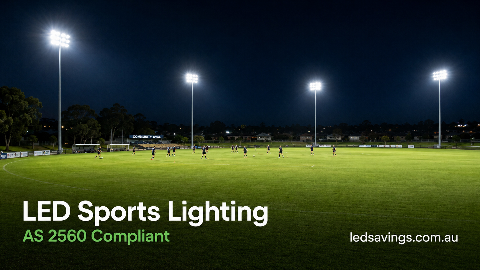 LED floodlighting on an outdoor sports ground at night — Australian sports field upgrade guide